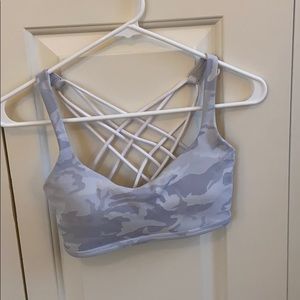 Lululemon White Camo Free To Be Wild sports bra